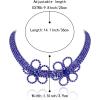 imageBriLove Womens Flower Collar Necklace Double Crystal Statement Chunky Necklace Bib for Summer Beach Chokers NecklacesRoyal Blue SilverTone
