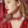 imageBriLove Womens Flower Collar Necklace Double Crystal Statement Chunky Necklace Bib for Summer Beach Chokers NecklacesRuby Color RedTone