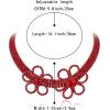 imageBriLove Womens Flower Collar Necklace Double Crystal Statement Chunky Necklace Bib for Summer Beach Chokers NecklacesRuby Color RedTone