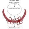 imageBriLove Womens Flower Collar Necklace Double Crystal Statement Chunky Necklace Bib for Summer Beach Chokers NecklacesRuby Color SilverTone