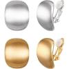 imageBriLove 23 Pairs Clipon Earrings Set Matte Gold Silver Fashion Geometric Statement Retro Drop Clip for Women Mom Gift03Square2 Pairs