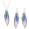 imageBriLove Butterfly Wing Jewelry Set Elegant Crystal Insect Dragonfly Pendant Necklace Drop Dangle Earrings for WomenBlue SilverTone