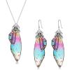 imageBriLove Butterfly Wing Jewelry Set Elegant Crystal Insect Dragonfly Pendant Necklace Drop Dangle Earrings for WomenMulticolor SilverTone
