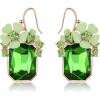 imageBriLove Fashion Elegant Rhinestone Enamel Rose Flower Emerald Cut Hook Dangle Earrigns for Women Party Prom AccessoriesEmerald Color