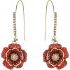 imageBriLove Fashion Elegant Rhinestone Enamel Rose Flower Hook Dangle Earrings for Women Party Prom Earring Accessories01Ruby Color GoldToned