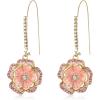 imageBriLove Fashion Elegant Rhinestone Enamel Rose Flower Hook Dangle Earrings for Women Party Prom Earring Accessories02Pink GoldTone