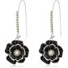 imageBriLove Fashion Elegant Rhinestone Enamel Rose Flower Hook Dangle Earrings for Women Party Prom Earring Accessories07Black SilverTone