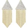imageBriLove Fashion Long Chandelier Sparkle Cubic Zirconia Triangle Tassel Earrings for Women Wedding Party PromClear GoldTone