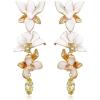 imageBriLove Gorgeous Sparkly Rhinestone Marquise Enamel 3 Layered Flower Dangle Earrings for WomenClear GoldTone