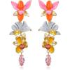 imageBriLove Gorgeous Sparkly Rhinestone Marquise Enamel 3 Layered Flower Dangle Earrings for WomenMulticolor GoldTone