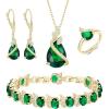 11-Emerald Color Gold-Tone