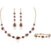 imageBriLove Sparkly Elegant Rhinestone Teardrop Necklace Bracelet Leverback Earrings Jewelry Set for Women Wedding Prom DressPurple GoldTone