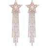 imageBriLove Star Tassel Earrings Dangling for WomenFashion Long Chandelier Sparkle Cubic Zirconia Dangle Drop Earring Wedding Party PromClear RoseGoldTone