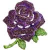 imageBriLove Womens Austrian Crystal Rhinestones Rose Flower Brooch Pin for Party PromPurple SilverTone