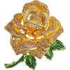 imageBriLove Womens Austrian Crystal Rhinestones Rose Flower Brooch Pin for Party PromYellow GoldTone