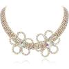imageBriLove Womens Flower Collar Necklace Double Crystal Statement Chunky Necklace Bib for Summer Beach Chokers NecklacesIridescenet AB GoldTone