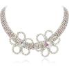 imageBriLove Womens Flower Collar Necklace Double Crystal Statement Chunky Necklace Bib for Summer Beach Chokers NecklacesIridescenet AB SilverTone