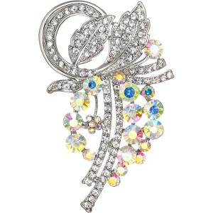 imageBriLove Fashion Elegant Brooch Pin for Women Crystal Brooches03GrapeShape