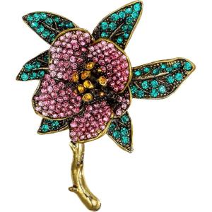 imageBriLove Fashion Elegant Brooch Pin for Women Crystal Brooches10 Six Leaves