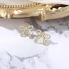 imageBriLove Bow Knot Stud Earrings for WomenElegant Shiny Cubic Zirconia Bowknot Wedding Party Daily Accessory Gifts Women Trendy JewelryClear GoldTone