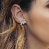 imageBriLove Bow Knot Stud Earrings for WomenElegant Shiny Cubic Zirconia Bowknot Wedding Party Daily Accessory Gifts Women Trendy JewelryClear SilverTone