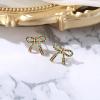 imageBriLove Bow Knot Stud Earrings for WomenElegant Shiny Cubic Zirconia Bowknot Wedding Party Daily Accessory Gifts Women Trendy JewelryMulticolor GoldTone