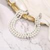 imageBriLove Elegant Round Cream Simulated Pearl 3 Strand Layered Choker Necklace Stud Earrings for Women Costume Cosplay Party Prom SilverTone