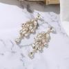 imageBriLove Gorgeous Shiny Rhinestones Teardrop Marquise Cluster Chandelier Long Dangle Earrings for Women Wedding Party Prom Jewelry AccessoryClear GoldTone