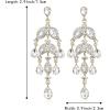 imageBriLove Gorgeous Shiny Rhinestones Teardrop Marquise Cluster Chandelier Long Dangle Earrings for Women Wedding Party Prom Jewelry AccessoryClear GoldTone
