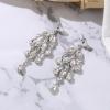 imageBriLove Gorgeous Shiny Rhinestones Teardrop Marquise Cluster Chandelier Long Dangle Earrings for Women Wedding Party Prom Jewelry AccessoryClear SilverTone