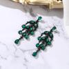 imageBriLove Gorgeous Shiny Rhinestones Teardrop Marquise Cluster Chandelier Long Dangle Earrings for Women Wedding Party Prom Jewelry AccessoryEmerald Color BlackTone