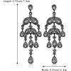 imageBriLove Gorgeous Shiny Rhinestones Teardrop Marquise Cluster Chandelier Long Dangle Earrings for Women Wedding Party Prom Jewelry AccessoryGrey BlackTone