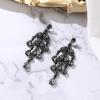 imageBriLove Gorgeous Shiny Rhinestones Teardrop Marquise Cluster Chandelier Long Dangle Earrings for Women Wedding Party Prom Jewelry AccessoryGrey BlackTone