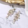 imageBriLove Gorgeous Shiny Rhinestones Teardrop Marquise Cluster Chandelier Long Dangle Earrings for Women Wedding Party Prom Jewelry AccessoryIridescent AB GoldTone