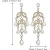 imageBriLove Gorgeous Shiny Rhinestones Teardrop Marquise Cluster Chandelier Long Dangle Earrings for Women Wedding Party Prom Jewelry AccessoryIridescent AB GoldTone