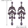 imageBriLove Gorgeous Shiny Rhinestones Teardrop Marquise Cluster Chandelier Long Dangle Earrings for Women Wedding Party Prom Jewelry AccessoryPurple BlackTone