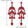 imageBriLove Gorgeous Shiny Rhinestones Teardrop Marquise Cluster Chandelier Long Dangle Earrings for Women Wedding Party Prom Jewelry AccessoryRuby Color BlackTone