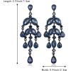 imageBriLove Gorgeous Shiny Rhinestones Teardrop Marquise Cluster Chandelier Long Dangle Earrings for Women Wedding Party Prom Jewelry AccessorySapphire Color BlackTone