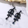 imageBriLove Gorgeous Shiny Rhinestones Teardrop Marquise Cluster Chandelier Long Dangle Earrings for Women Wedding Party Prom Jewelry AccessorySapphire Color BlackTone