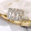 imageBriLove Wedding Bridal Elegant Crystal Double Row Rhinestones Marquise Cluster Stretch Bangle Bracelet for Bride01Clear SilverTone