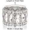 imageBriLove Wedding Bridal Elegant Crystal Double Row Rhinestones Marquise Cluster Stretch Bangle Bracelet for Bride01Clear SilverTone