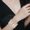 imageBriLove Wedding Bridal Elegant Crystal Double Row Rhinestones Marquise Cluster Stretch Bangle Bracelet for Bride03Clear GoldTone