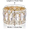 imageBriLove Wedding Bridal Elegant Crystal Double Row Rhinestones Marquise Cluster Stretch Bangle Bracelet for Bride03Clear GoldTone