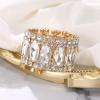 imageBriLove Wedding Bridal Elegant Crystal Double Row Rhinestones Marquise Cluster Stretch Bangle Bracelet for Bride03Clear GoldTone