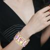 imageBriLove Wedding Bridal Elegant Crystal Double Row Rhinestones Marquise Cluster Stretch Bangle Bracelet for Bride04Iridescent AB GoldTone