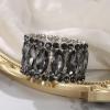 imageBriLove Wedding Bridal Elegant Crystal Double Row Rhinestones Marquise Cluster Stretch Bangle Bracelet for Bride05Grey SilverTone