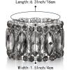 imageBriLove Wedding Bridal Elegant Crystal Double Row Rhinestones Marquise Cluster Stretch Bangle Bracelet for Bride05Grey SilverTone