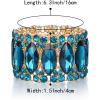 imageBriLove Wedding Bridal Elegant Crystal Double Row Rhinestones Marquise Cluster Stretch Bangle Bracelet for Bride06Blue Topaz SilverTone