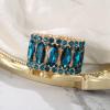 imageBriLove Wedding Bridal Elegant Crystal Double Row Rhinestones Marquise Cluster Stretch Bangle Bracelet for Bride06Blue Topaz SilverTone