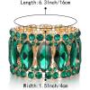 imageBriLove Wedding Bridal Elegant Crystal Double Row Rhinestones Marquise Cluster Stretch Bangle Bracelet for Bride07Emerald Color GoldTone
